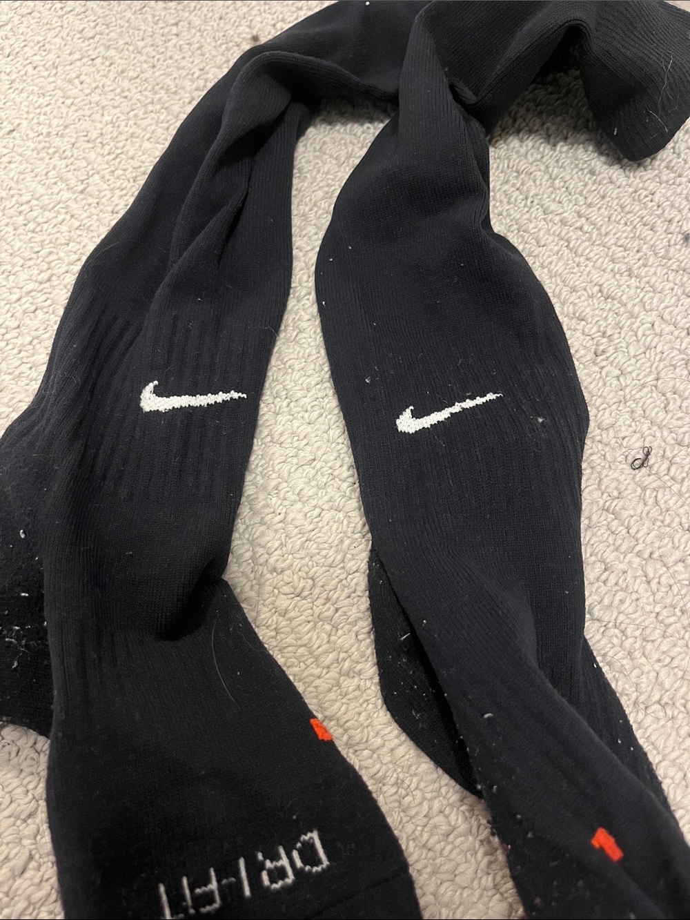Nike Dr Fir Black Crew Soccer Socks with White Swoosh